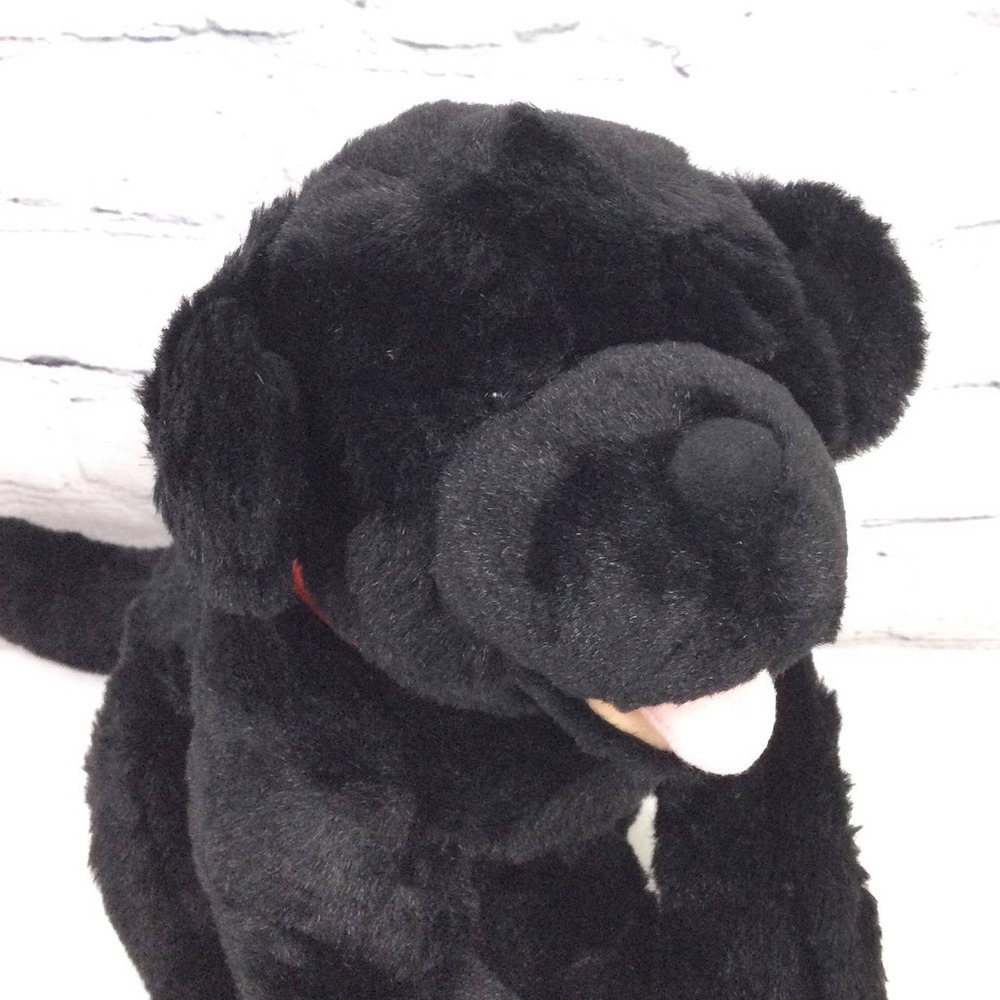 Build a Bear Workshop Black Red Leash 15" Plush Dog - Picture 5 of 9
